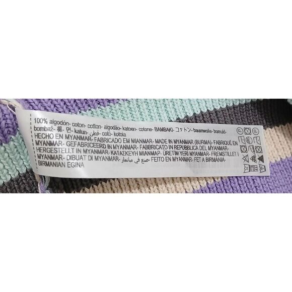 Zara womens small cropped purple beige open knit cotton sweater - Picture 6 of 7